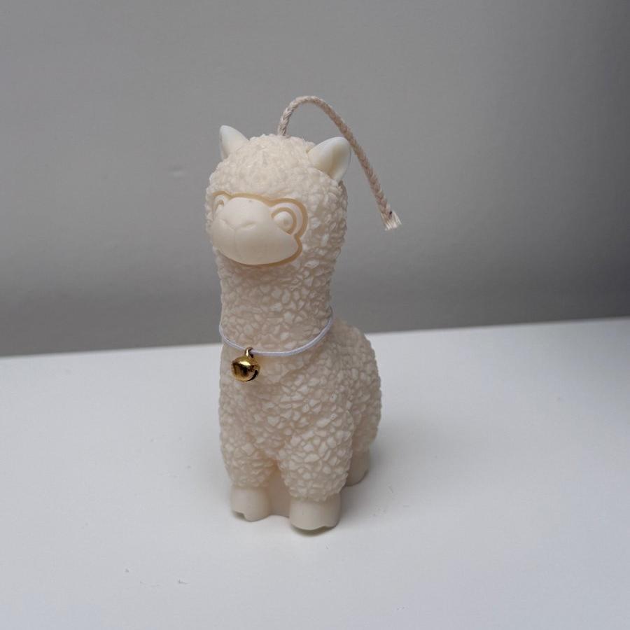 Alpaca Soy Wax Scented Candle with Gold Bell | Christmas Home Fragrance Decoration - Designs by Inaya