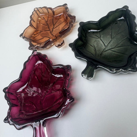 Maple Leaf Glass Small Trinket Tray