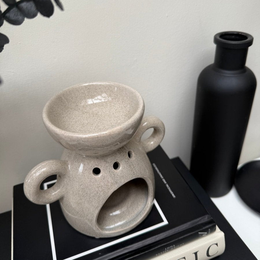 Ceramic Glaze Wax / Oil Burner Beige - Cream - Blue - Designs by Inaya