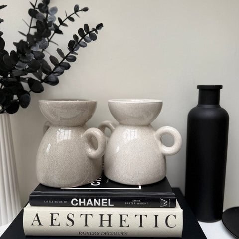 Ceramic Glaze Wax / Oil Burner Beige - Cream - Blue