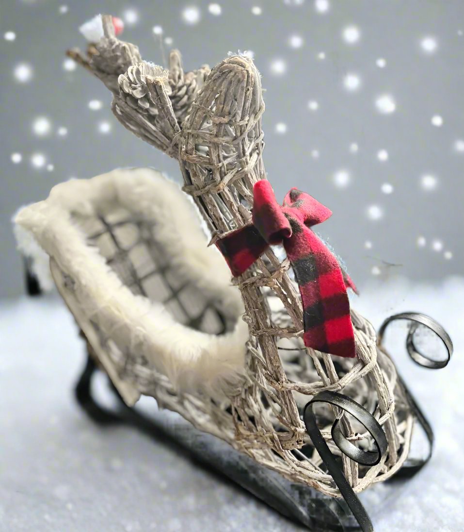 Deluxe Christmas Reindeer Sleigh Decoration Festive Ornaments - Designs by Inaya