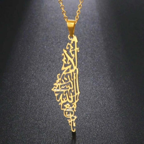 Gold Palestine Map Necklace