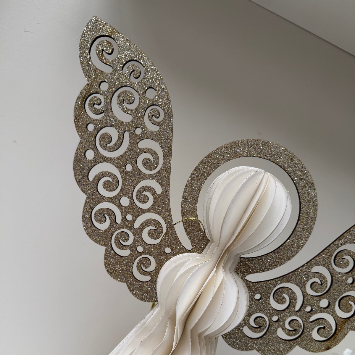 Hanging Paper Angel 40cm Christmas Home Decoration Ivory Gold - Designs by Inaya