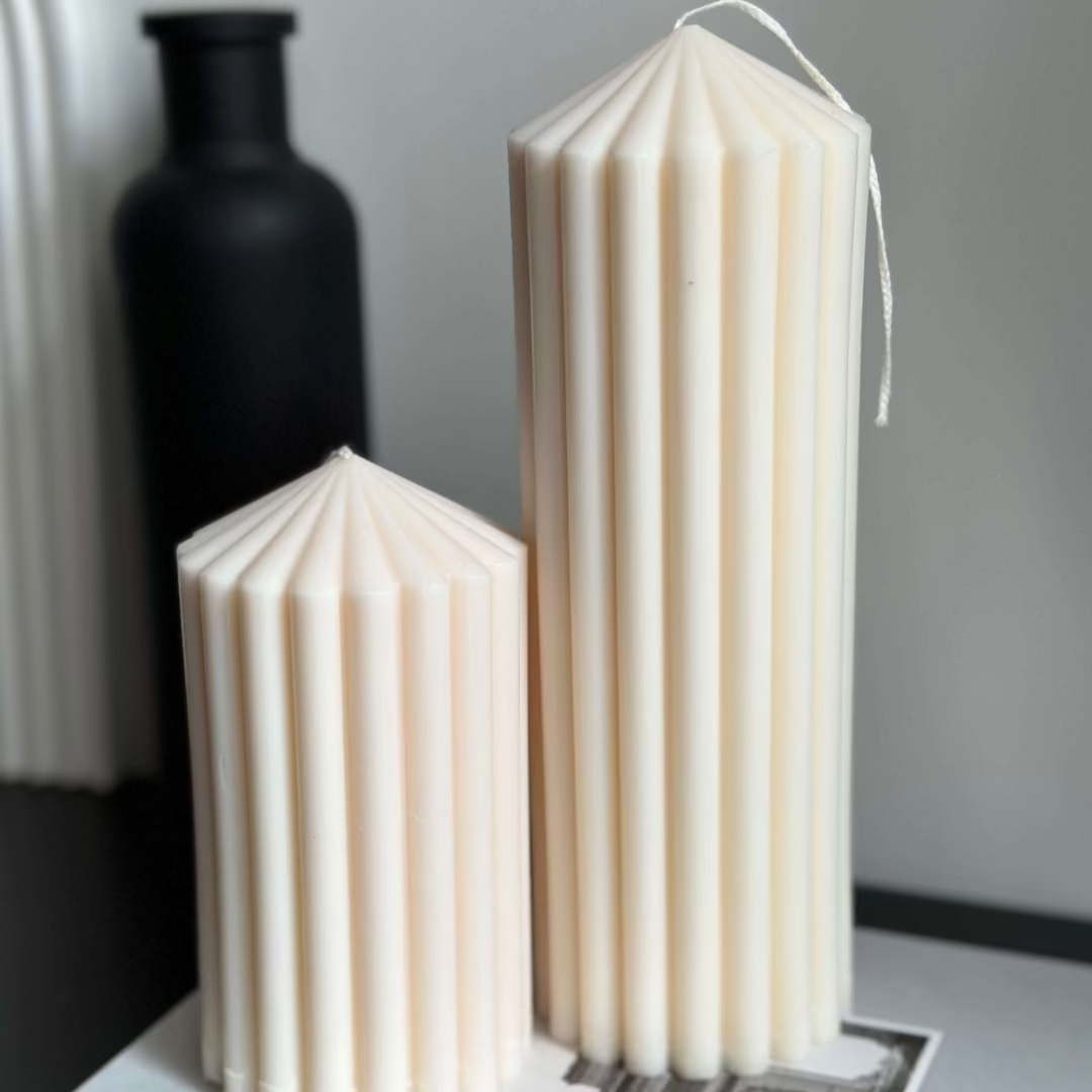 Luxe Ribbed Pillar Candle - Designs by Inaya