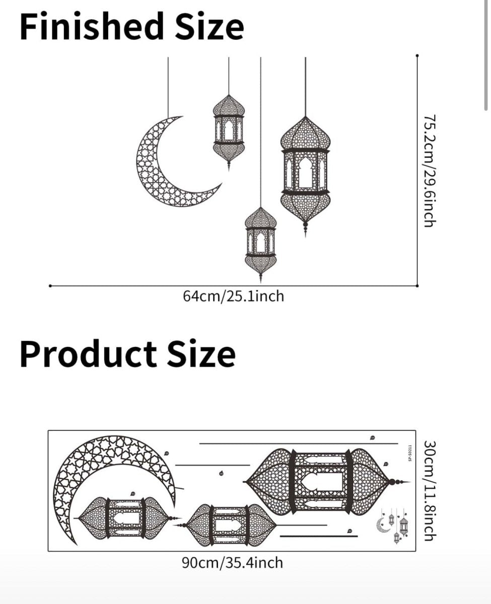 Large Eid Moon & Lantern Decals - Festive Home Decor
