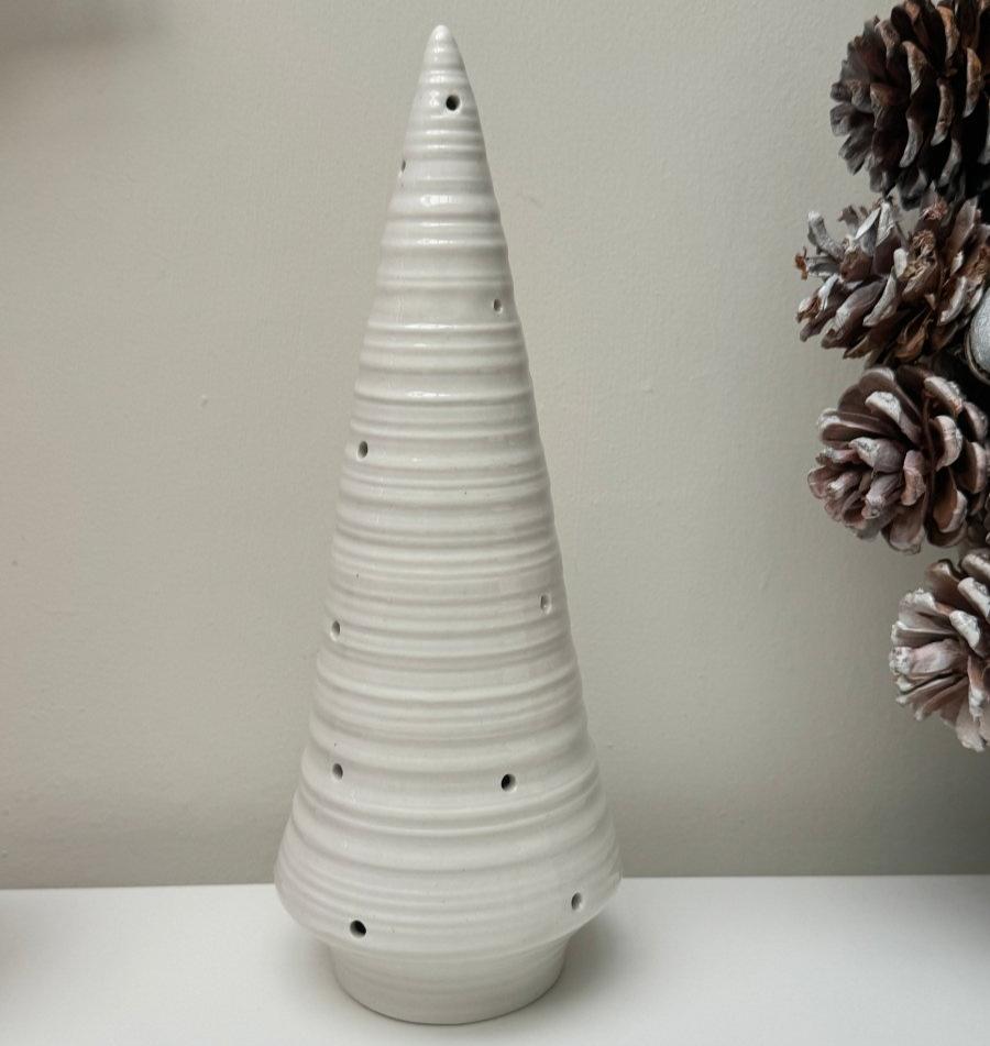 Minimalist White LED Ceramic Glossy Christmas Tree - Designs by Inaya