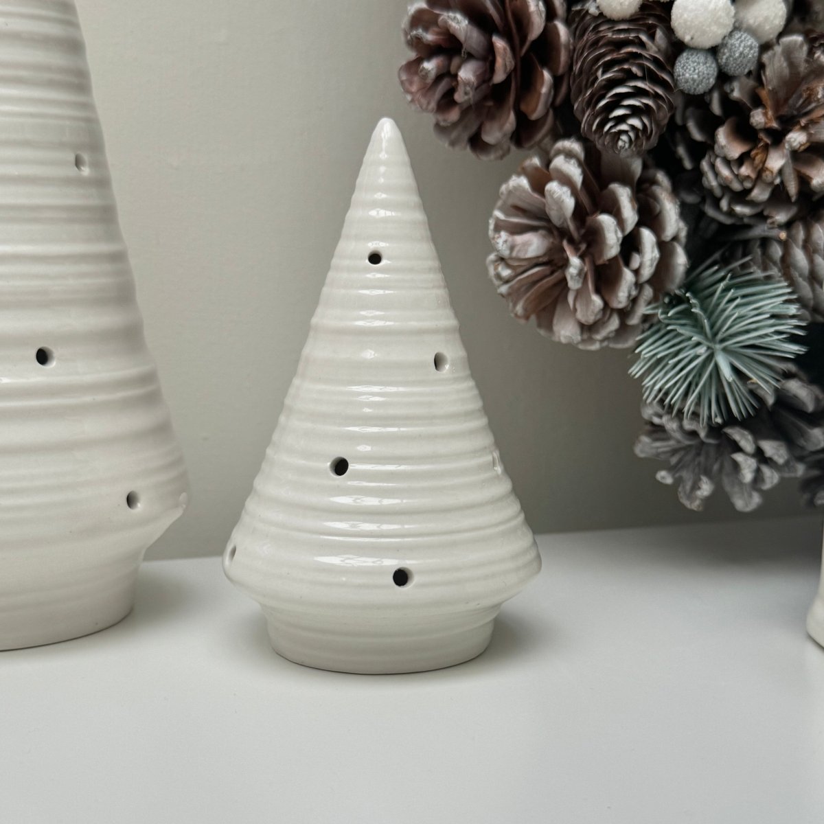 Minimalist White LED Ceramic Glossy Christmas Tree - Designs by Inaya