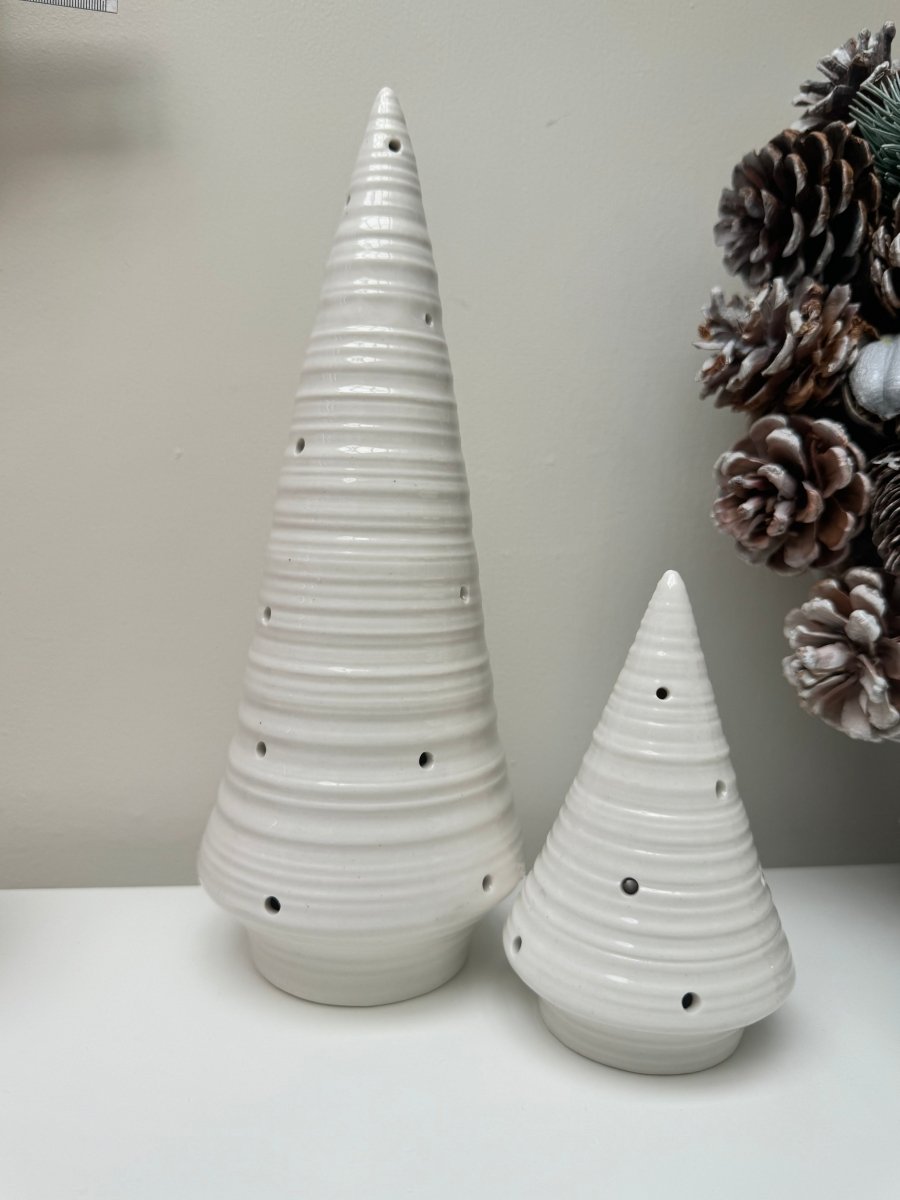 Minimalist White LED Ceramic Glossy Christmas Tree - Designs by Inaya