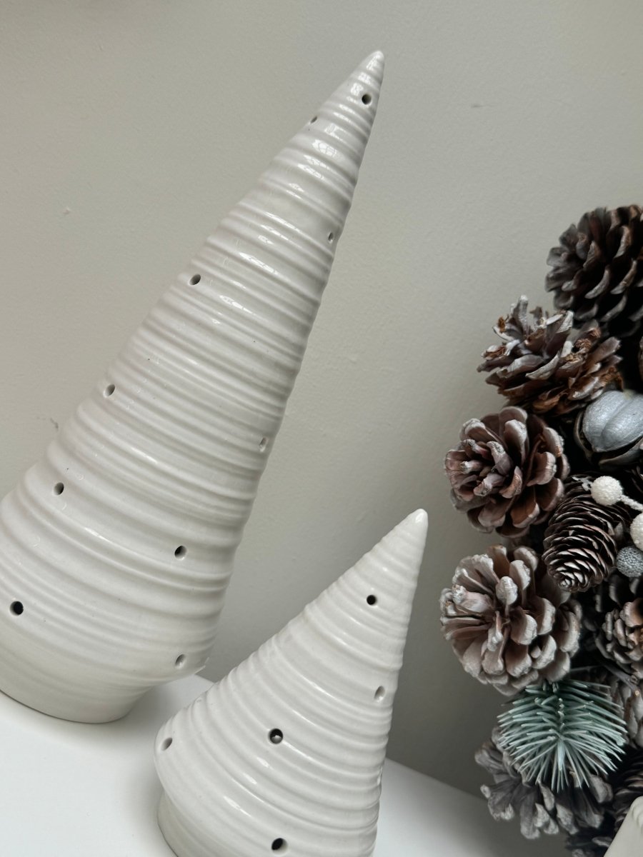 Minimalist White LED Ceramic Glossy Christmas Tree - Designs by Inaya