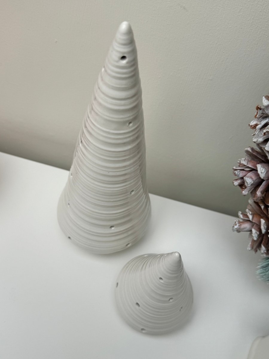 Minimalist White LED Ceramic Glossy Christmas Tree - Designs by Inaya