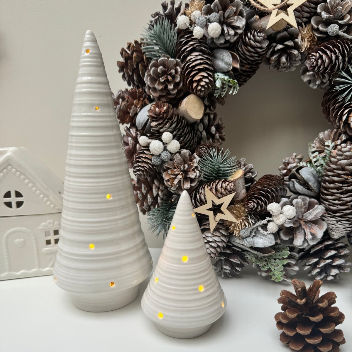 Minimalist White LED Ceramic Glossy Christmas Tree - Designs by Inaya