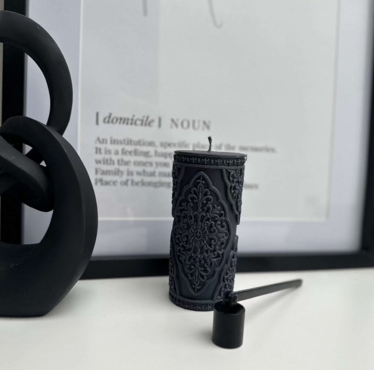 Noor Luxury Pillar Soy Sculpture Candle - Designs by Inaya