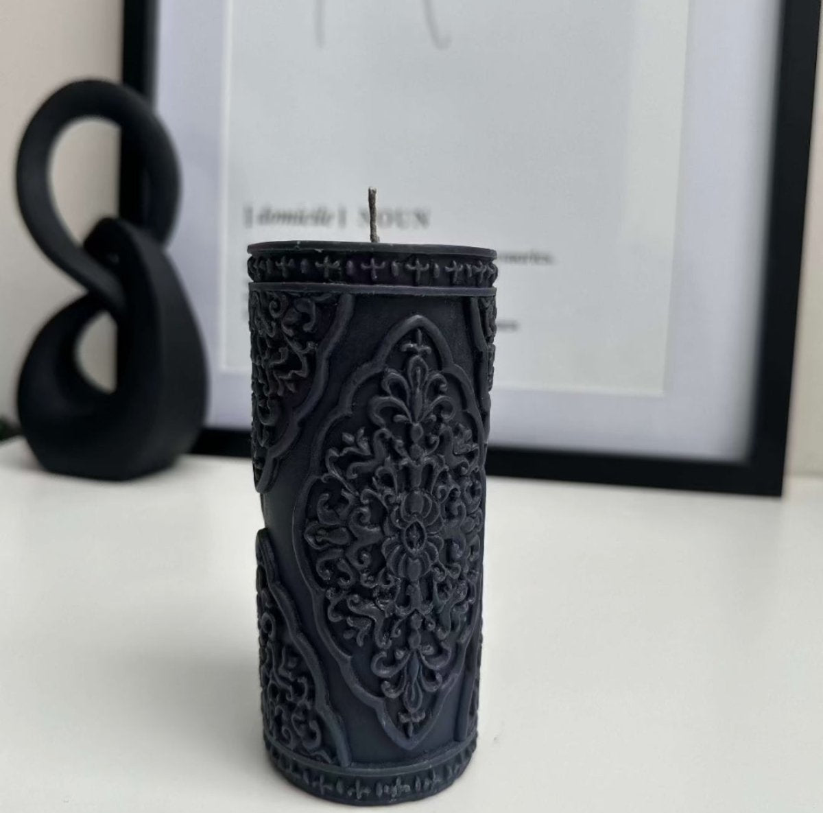 Noor Luxury Pillar Soy Sculpture Candle - Designs by Inaya