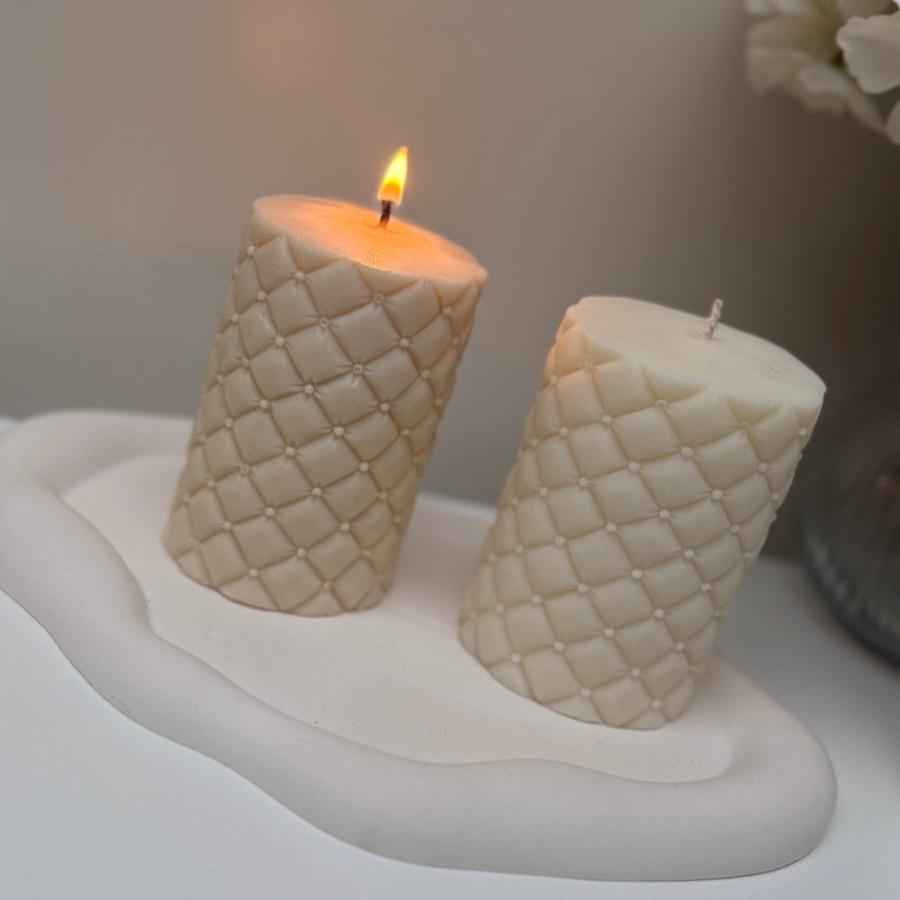 Textured pillar candle aesthetic interior styling