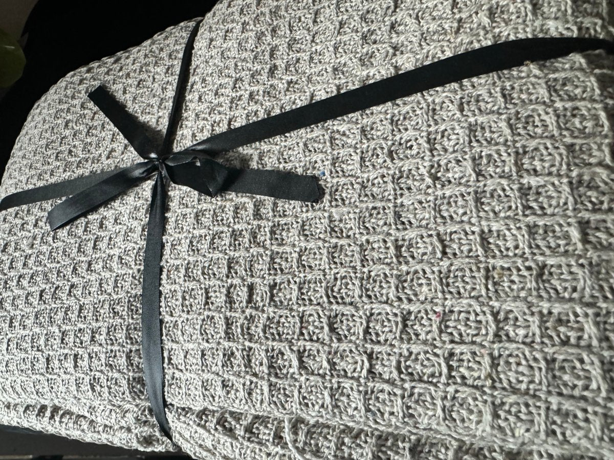 Recycled Cotton Honeycomb Throw / Picnic Blanket - Beige 152cm - Designs by Inaya