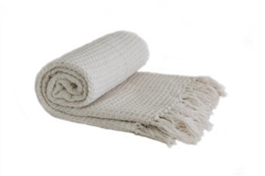Recycled Cotton Honeycomb Throw / Picnic Blanket - Beige 152cm - Designs by Inaya