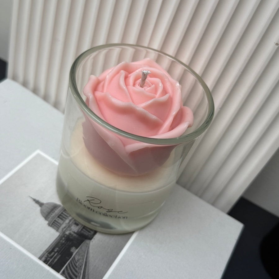 Rose Soy Candle Jar | Peony Blush Suede | Bloom Collection - Designs by Inaya