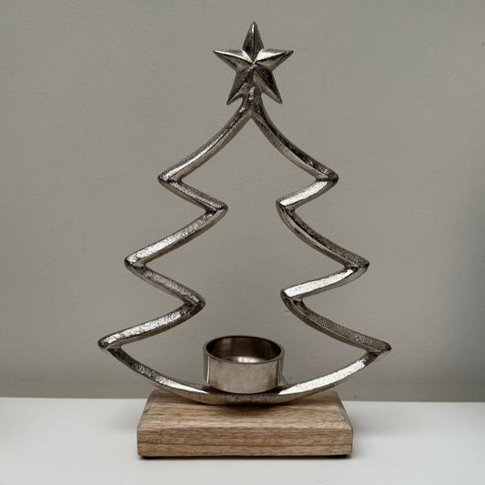Silver Tree Tealight Holder 22.5cm - Designs by Inaya