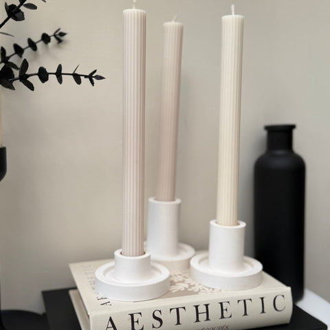 Stone Taper Candle Holder Set
