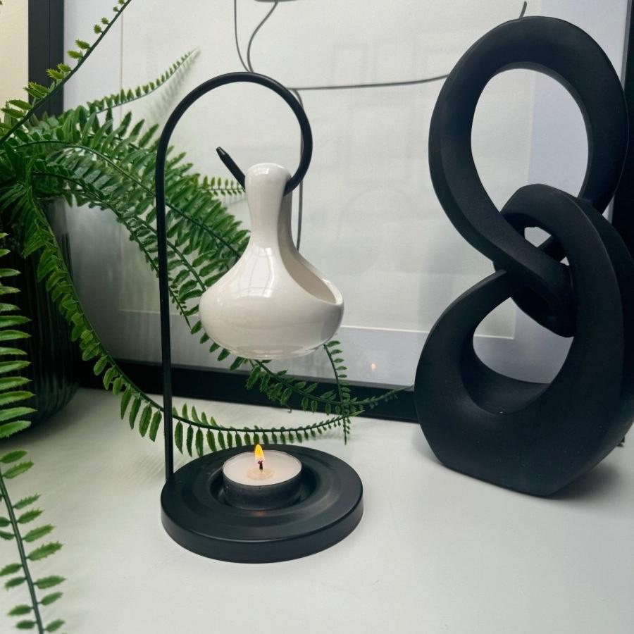 Tear Drop Wax / Oil Burner White & Black - Designs by Inaya