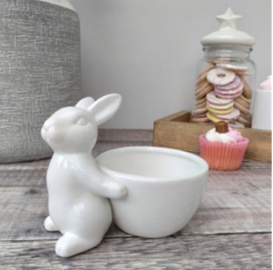 White Ceramic Rabbit Trinket Dish | Bowl | Easter Home Decor - Designs by Inaya