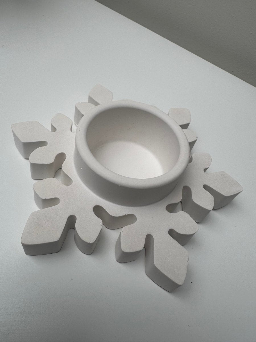 Christmas Winter Snowflake Tealight Candle holder, Hand Crafted Stone Decor Ornaments - Designs by Inaya