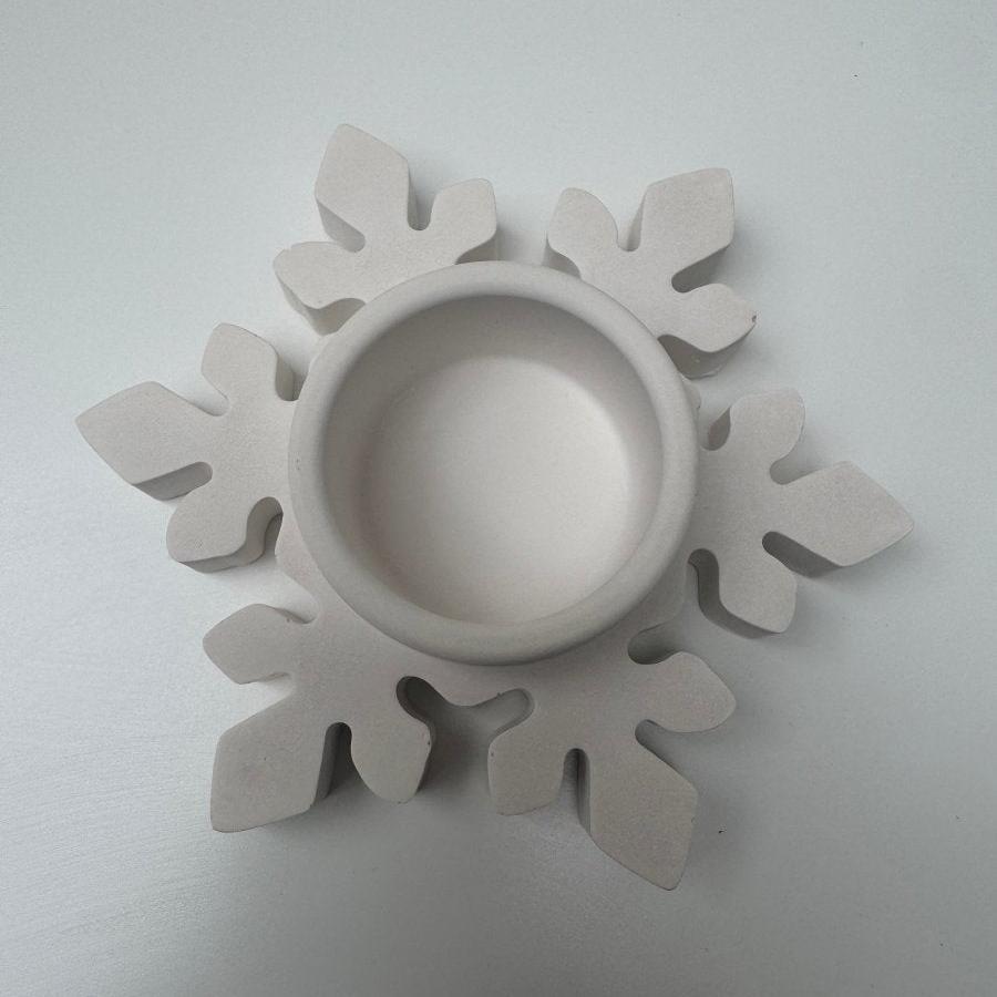 Christmas Winter Snowflake Tealight Candle holder, Hand Crafted Stone Decor Ornaments - Designs by Inaya