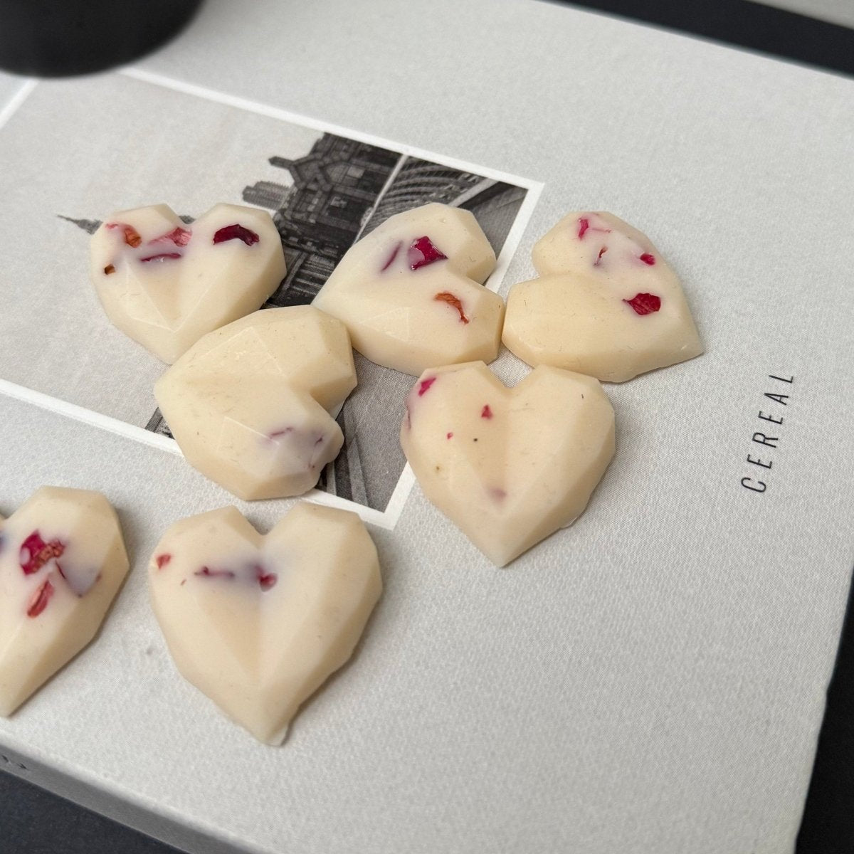 10 Rose petal heart soy melts - Designs by Inaya