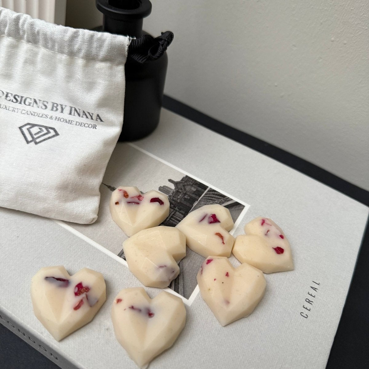 10 Rose petal heart soy melts - Designs by Inaya