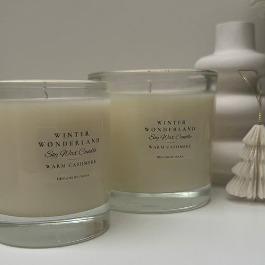 Winter Wonderland Scented Soy Wax Candle Festive Home fragrance - Designs by Inaya