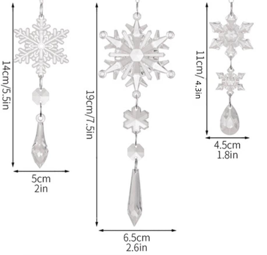 Set 6pcs Acrylic Clear Snowflake Pendants Christmas Tree Decorations Ornaments Icicles Snowflake - Designs by Inaya