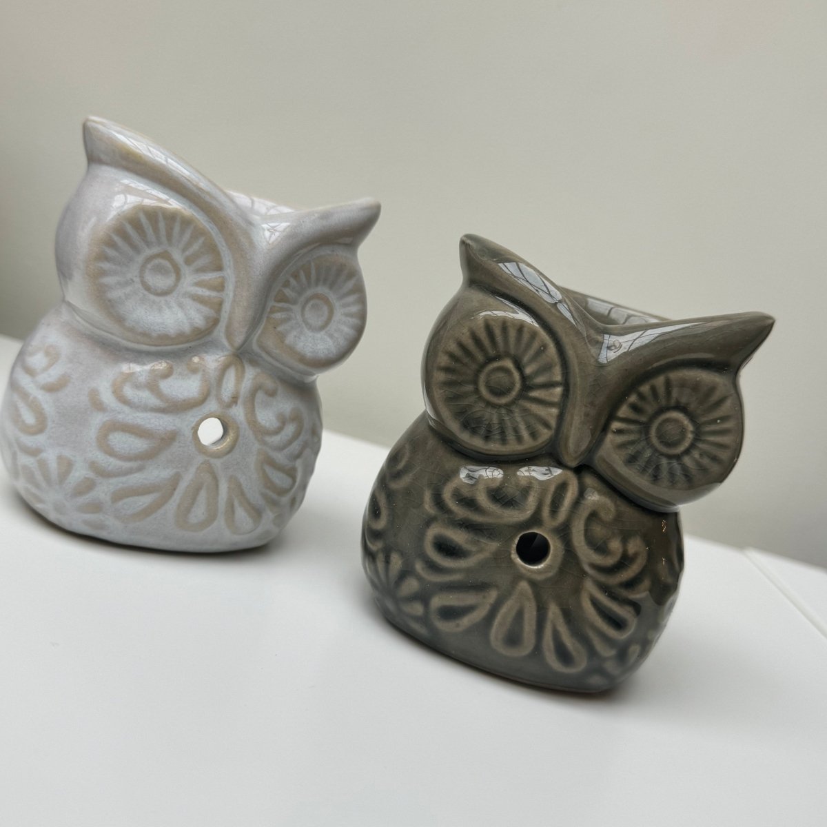 Decorative ceramic owl wax burner for home fragrance
