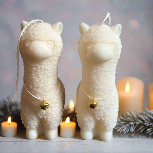 Alpaca Soy Wax Scented Candle with Gold Bell | Christmas Home Fragrance Decoration - Designs by Inaya