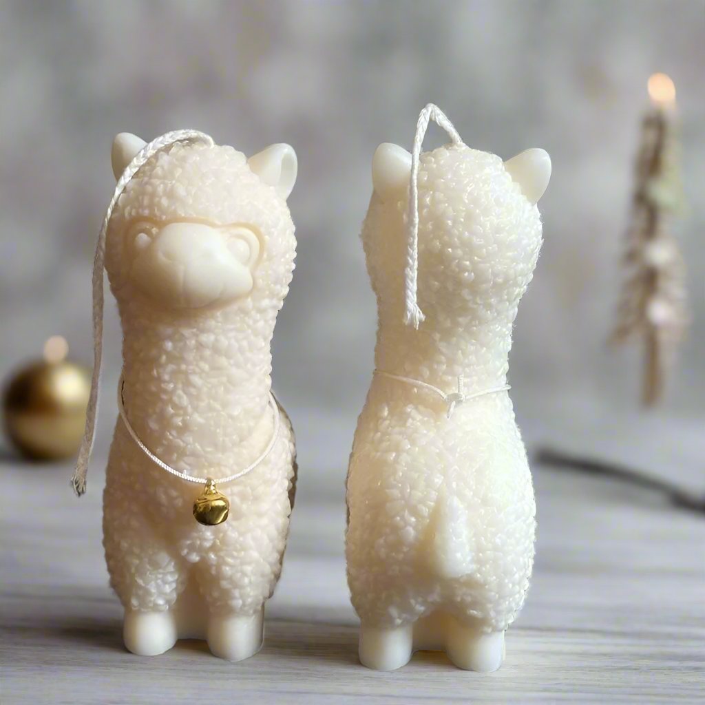 Alpaca Soy Wax Scented Candle with Gold Bell | Christmas Home Fragrance Decoration - Designs by Inaya