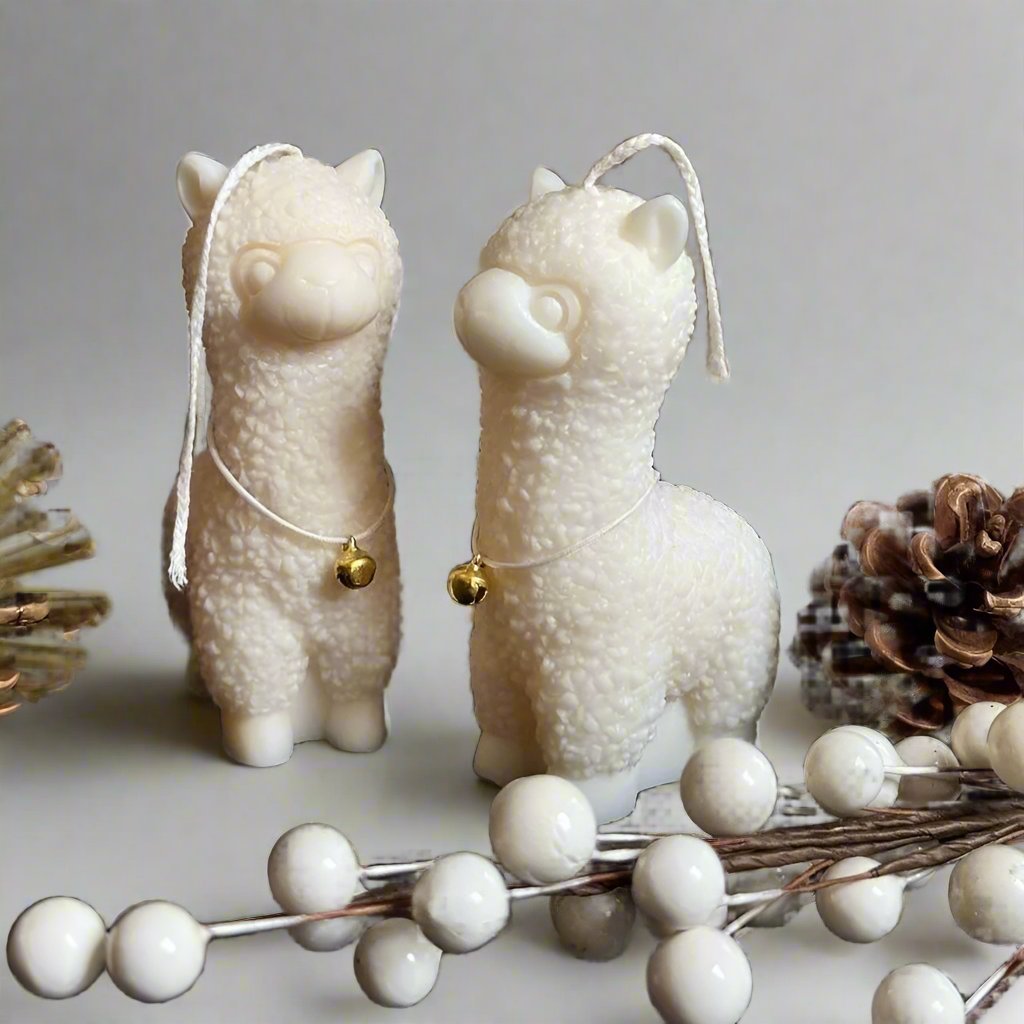 Alpaca Soy Wax Scented Candle with Gold Bell | Christmas Home Fragrance Decoration - Designs by Inaya