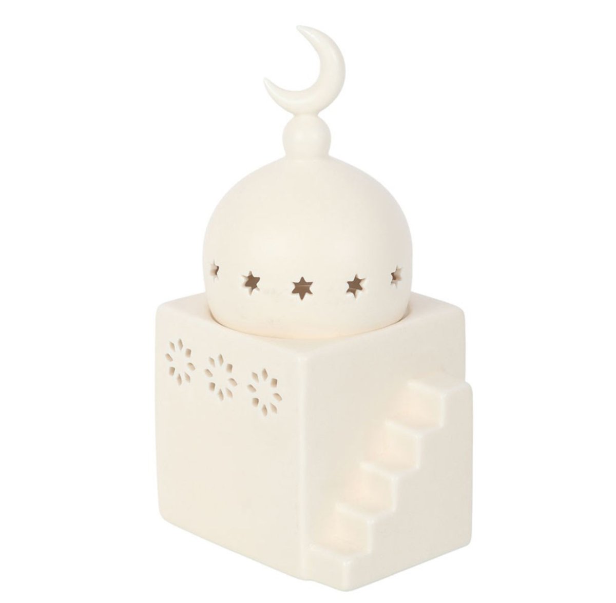 Decorative lantern with a moon and star design on a white background