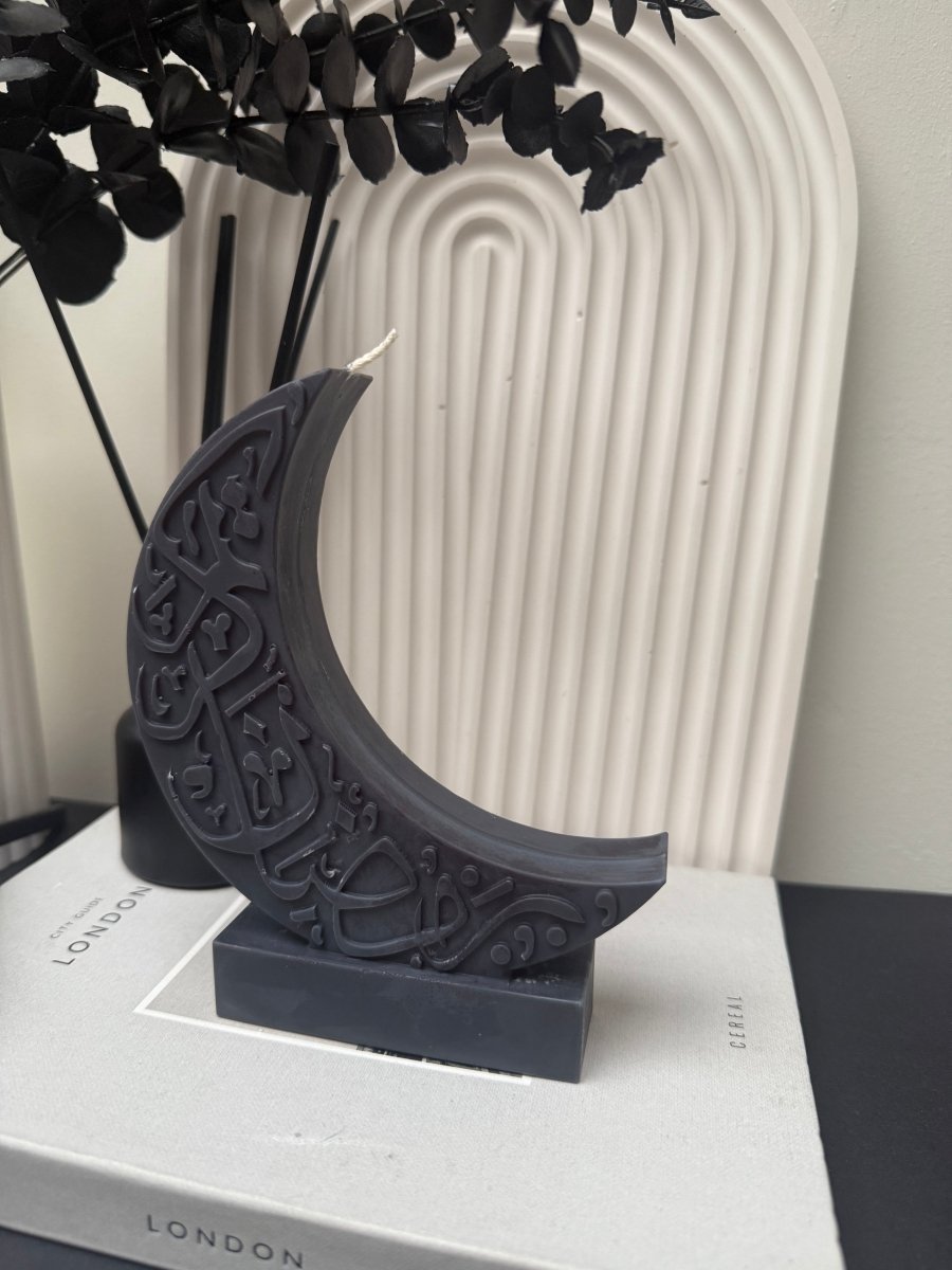 Arabic Moon Candle Black Oudh Fragrance - Designs by Inaya