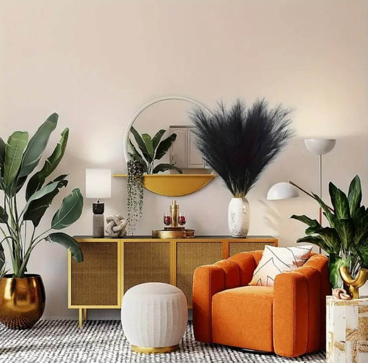 Black Faux Pampas Grass 15 stems - Designs by Inaya