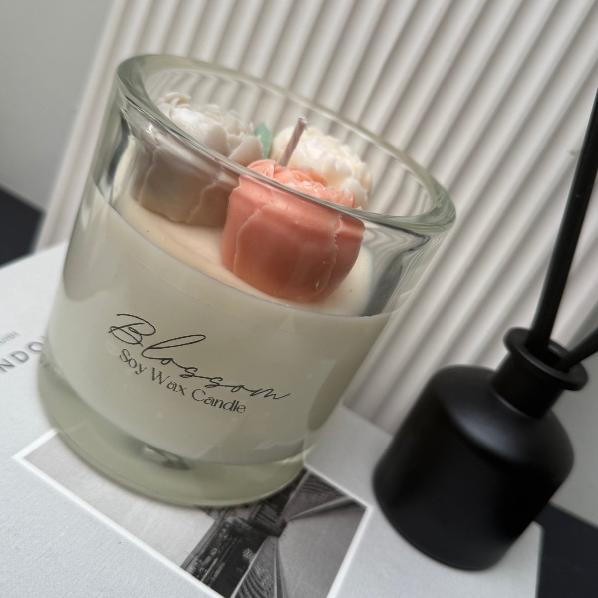 Blossom Soy Wax Flower Candle Jar | Bloom Collection - Designs by Inaya