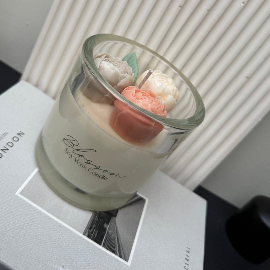 Blossom Soy Wax Flower Candle Jar | Bloom Collection - Designs by Inaya