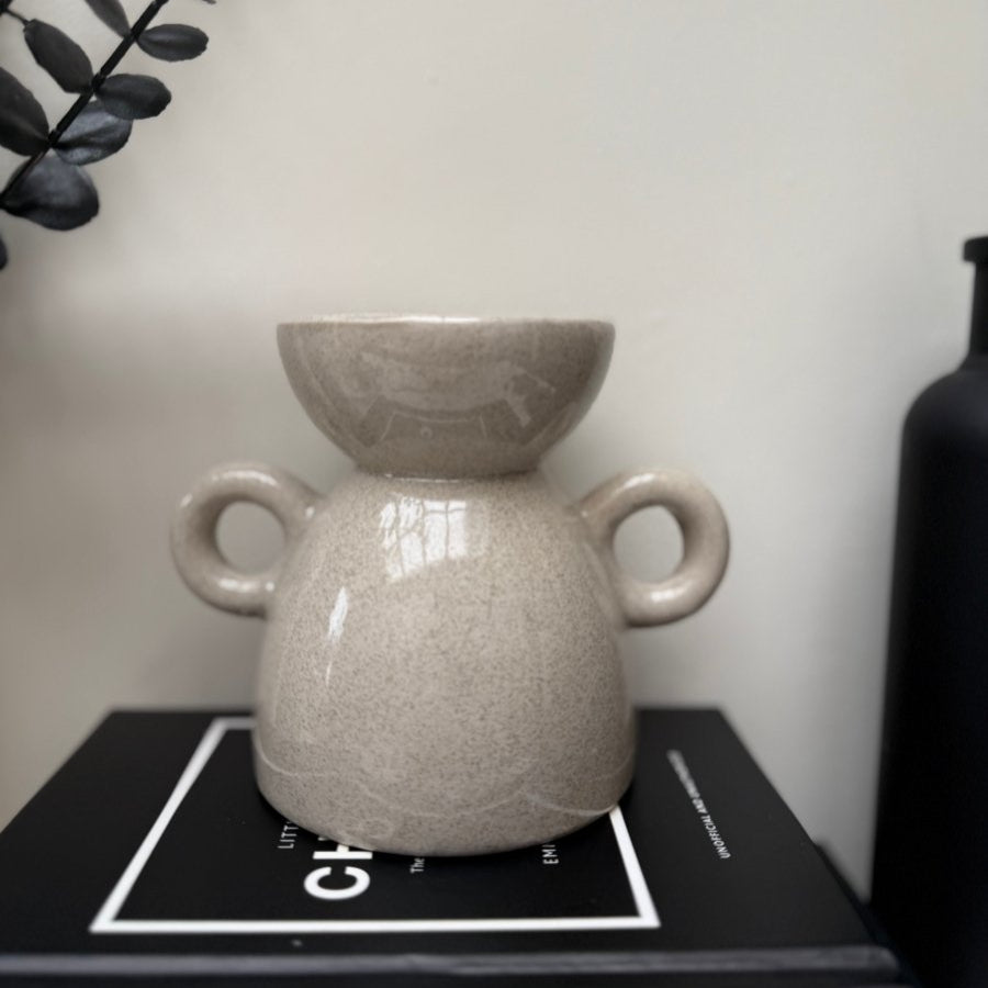 Ceramic Glaze Wax / Oil Burner Beige - Cream - Blue - Designs by Inaya