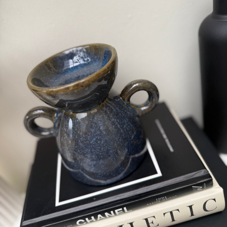 Ceramic Glaze Wax / Oil Burner Beige - Cream - Blue - Designs by Inaya
