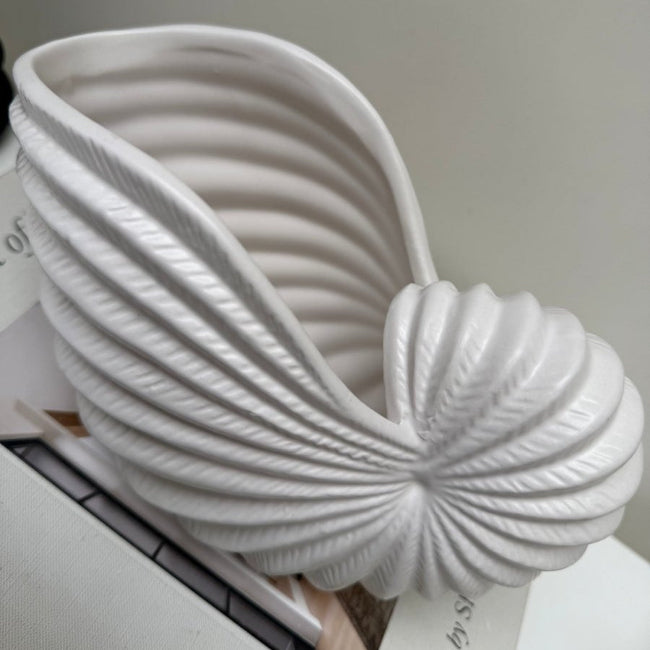 White Shell vase on a white background