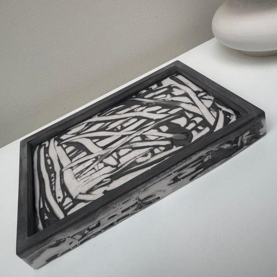 Contemporary Abstract Rectangular Stone Tray Stylish rectangle Plate - Designs by Inaya