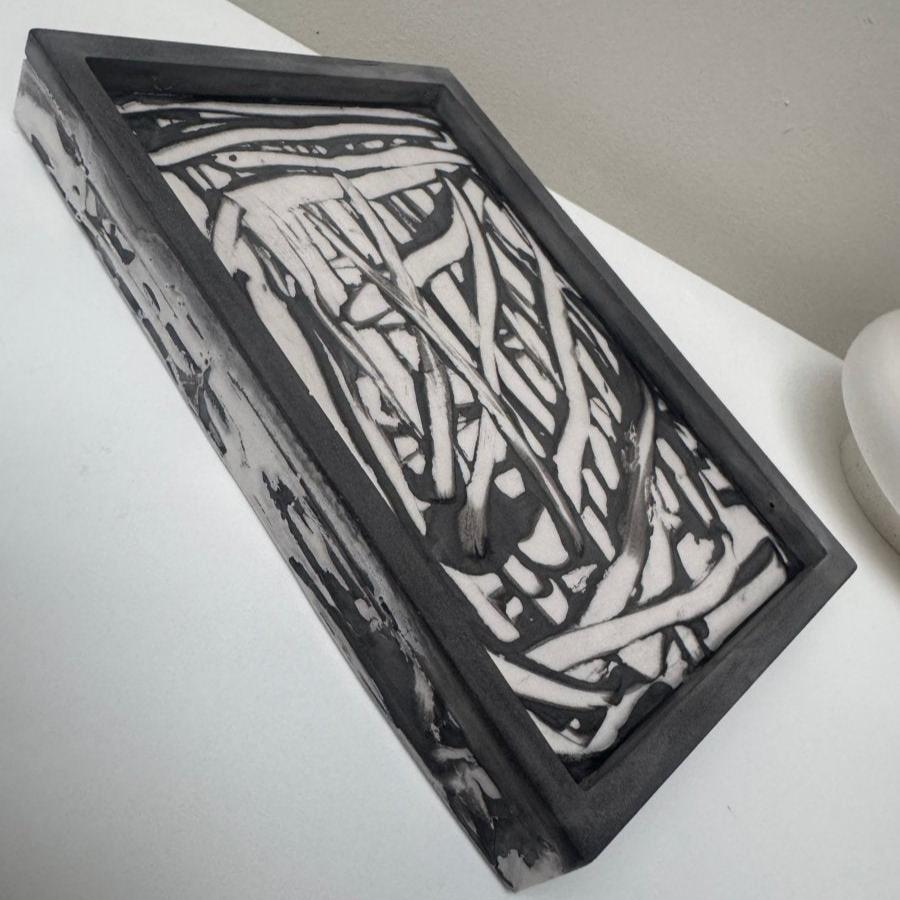 Contemporary Abstract Rectangular Stone Tray Stylish rectangle Plate - Designs by Inaya