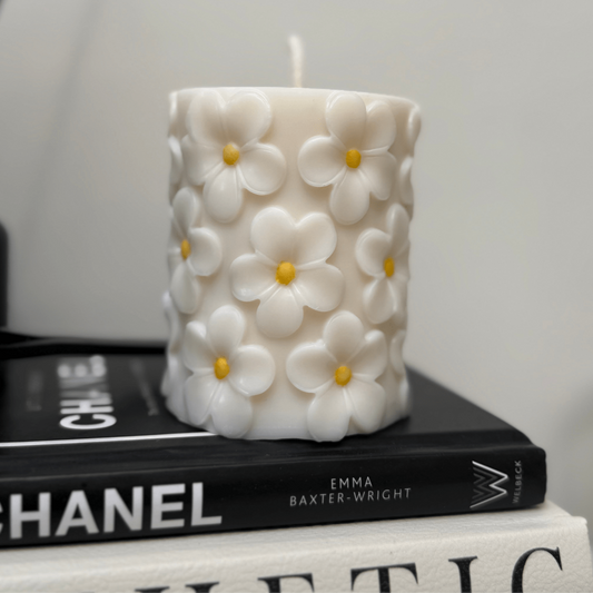 Daisy Pillar Candle - Designs by Inaya