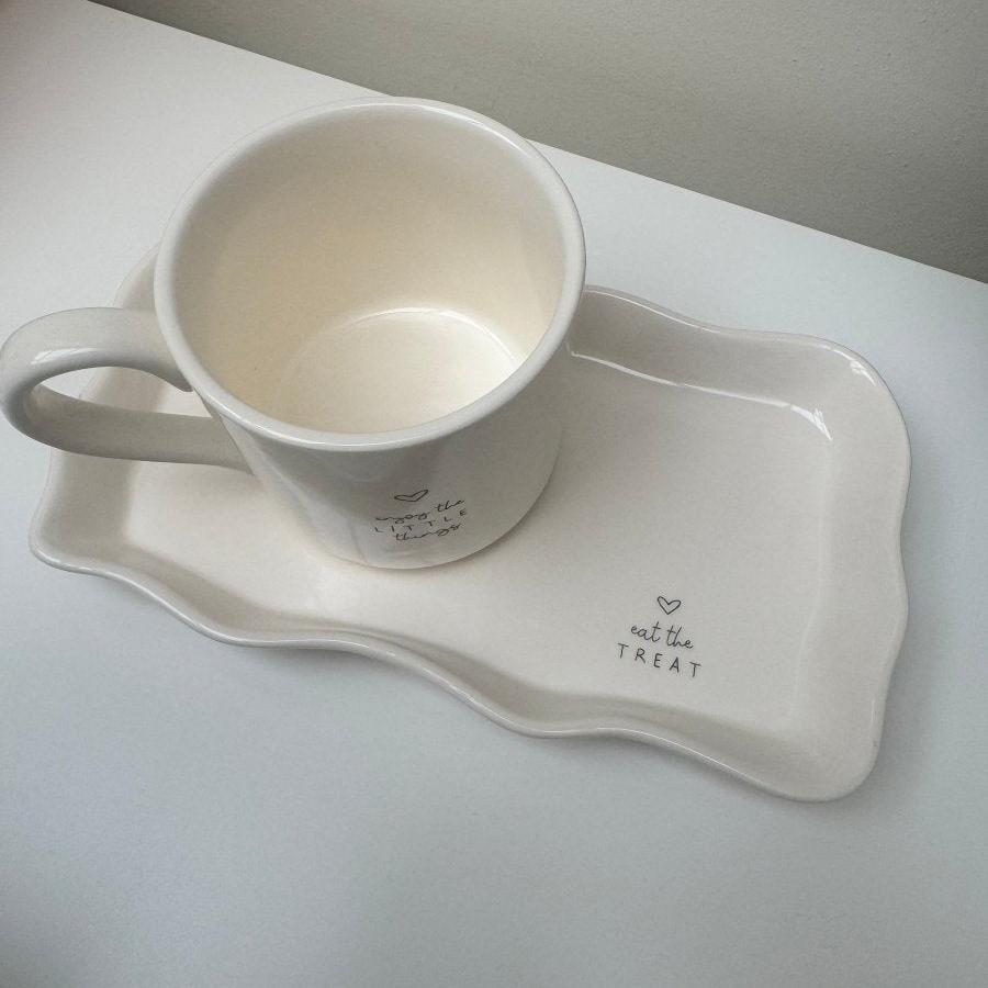 Enjoy the little things Mug & Tray Set | Coffee Cup | Drinkware | Luxury Gifts Ceramic Tumbler - Designs by Inaya