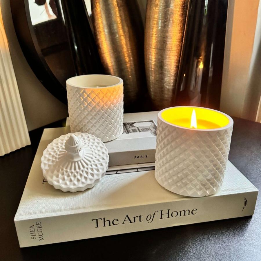 Florence Geometrical Scented Candle with lid 250g - Designs by Inaya