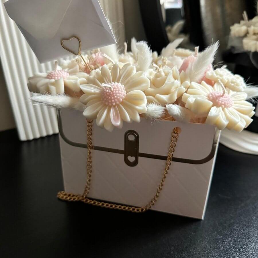 Flower Candle Bouquet Handbag Gift box | Luxury Gifts - Designs by Inaya