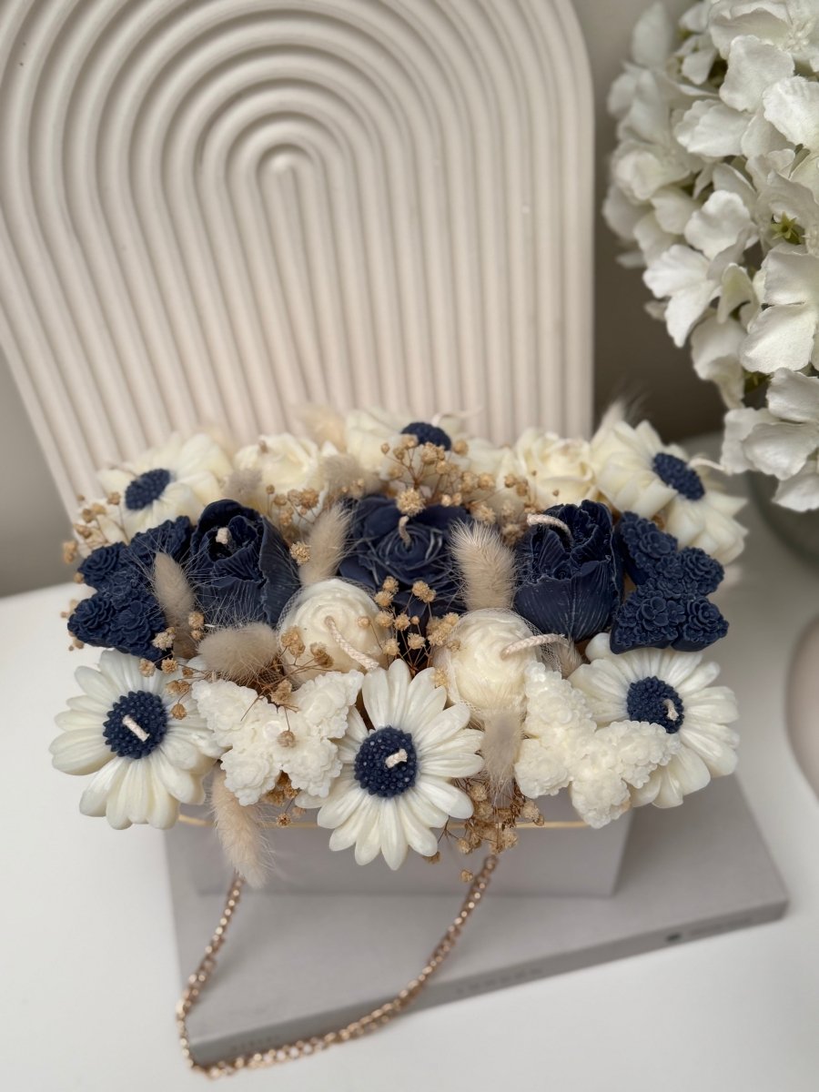 Flower Candle Bouquet Handbag Gift box | Luxury Gifts - Designs by Inaya